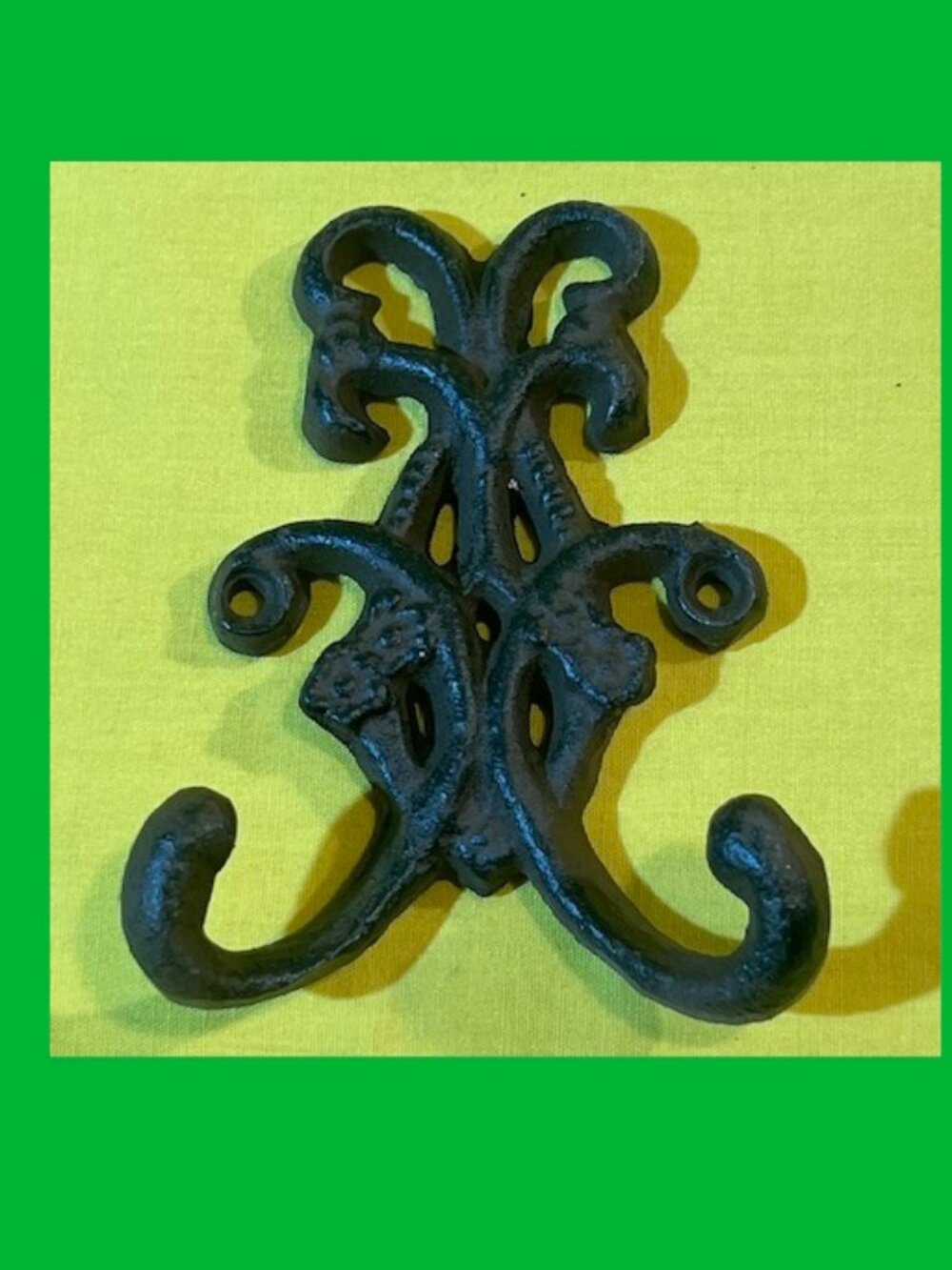 Cast Iron New Cast Iron Antique 3 1/2" tall Double Floral Hook 0170-01556